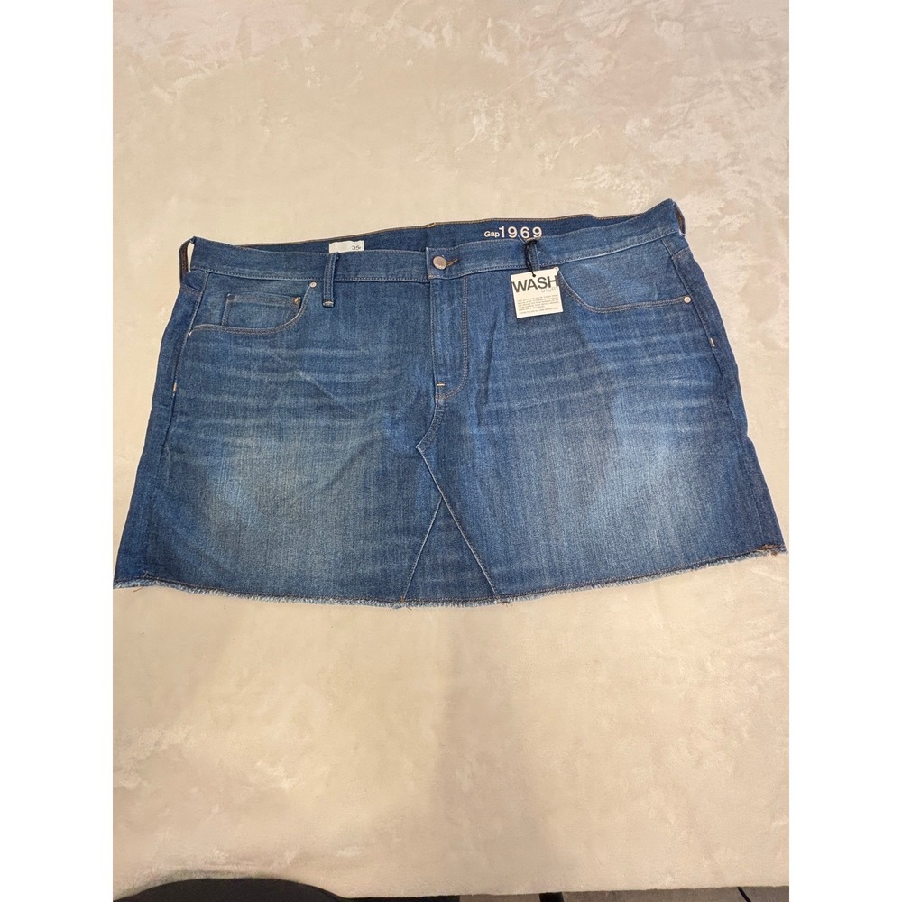 Gap 1969 Womens Denim Mini Skirt Blue Raw Hem Size 35r NEW